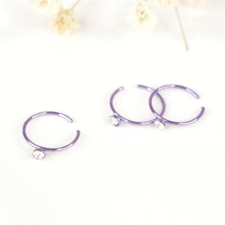 پیرسینگ تک نگین بنفش برند استیل کد7705